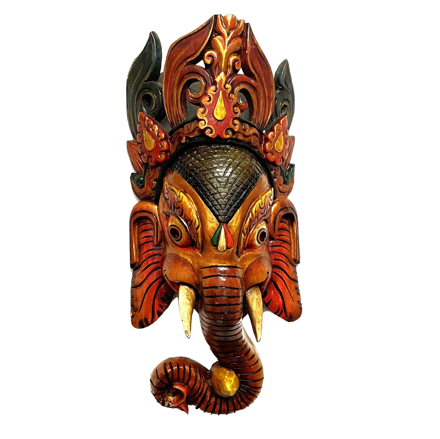 Ganesh maske skåret i træ.