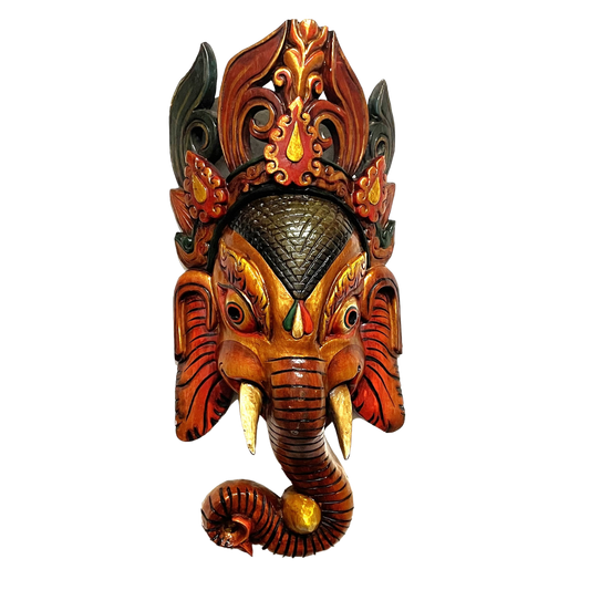 Ganesh maske skåret i træ.