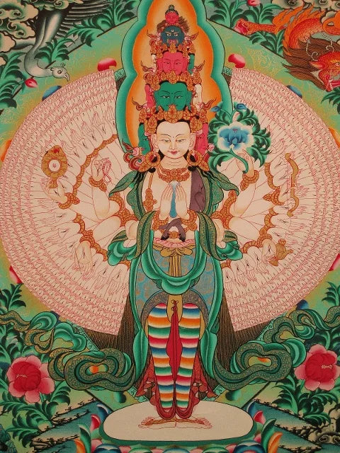 Avalokiteshvara - Chenrezi med 1000 arme Thangka