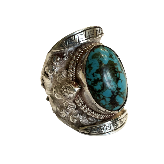 Tibetansk sadel ring med turkis