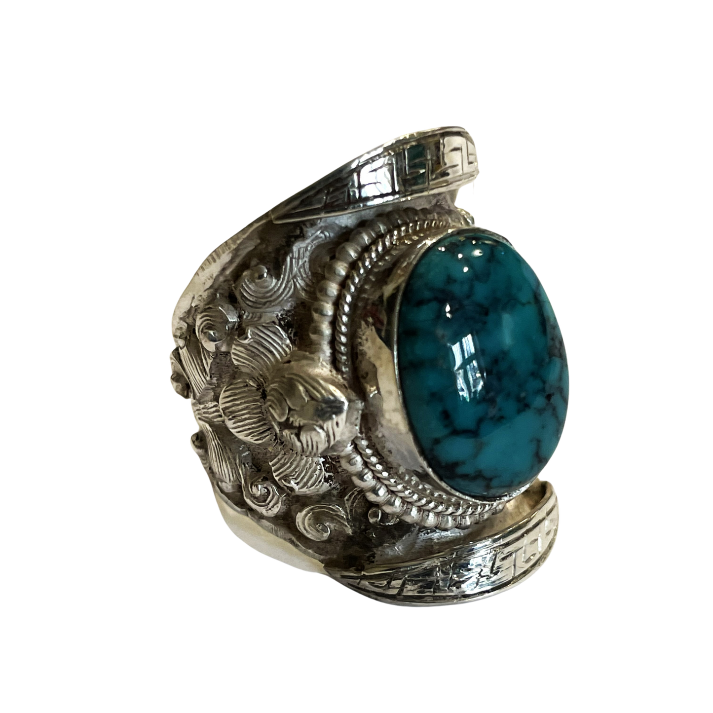 Tibetansk sadel ring med turkis