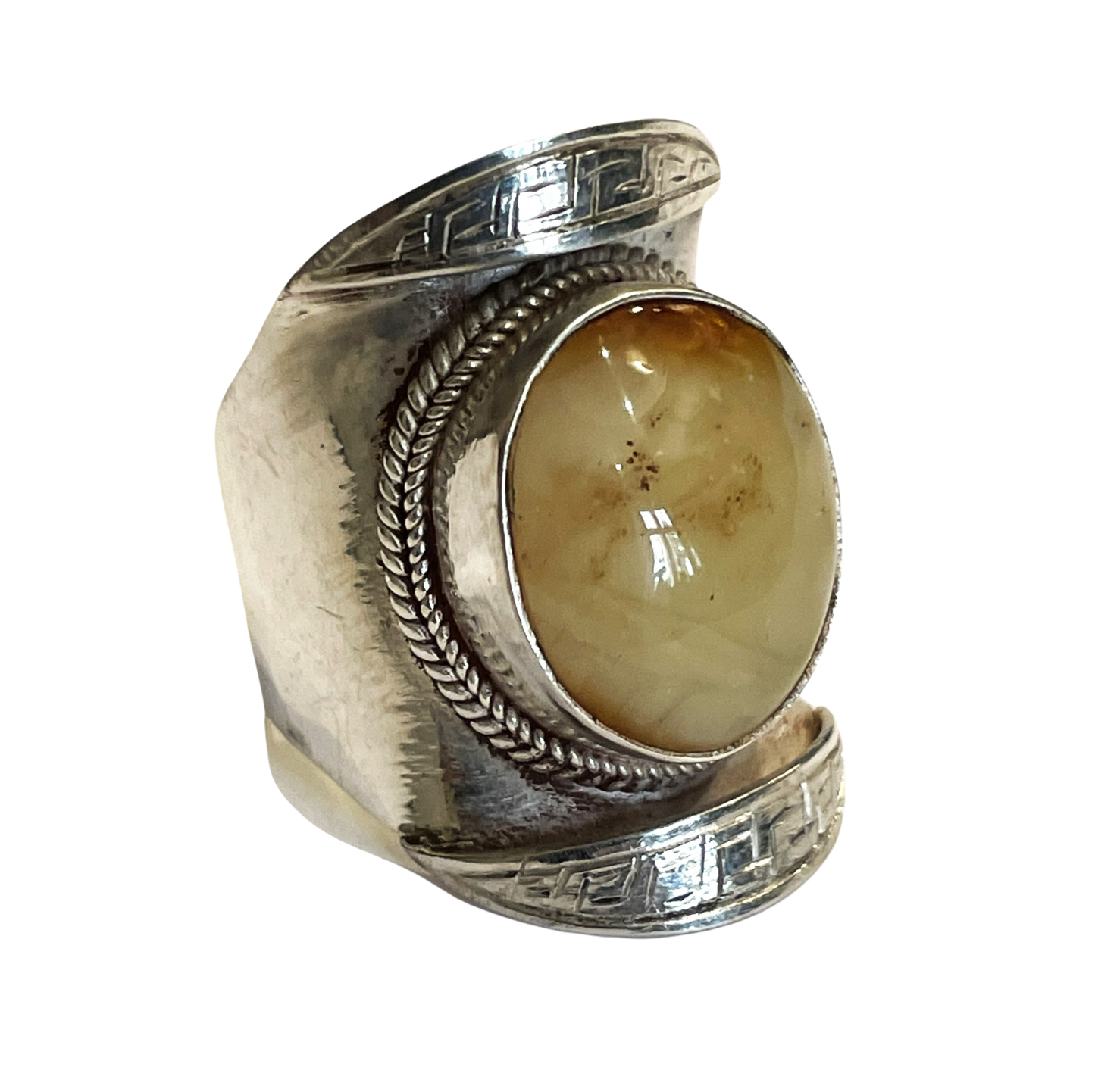 Tibetansk sadel ring med rav