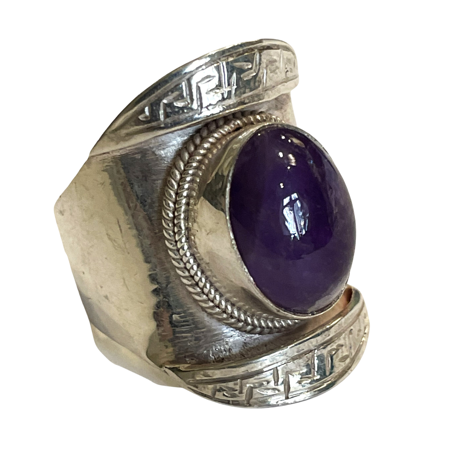 Tibetansk sadel ring med ametyst