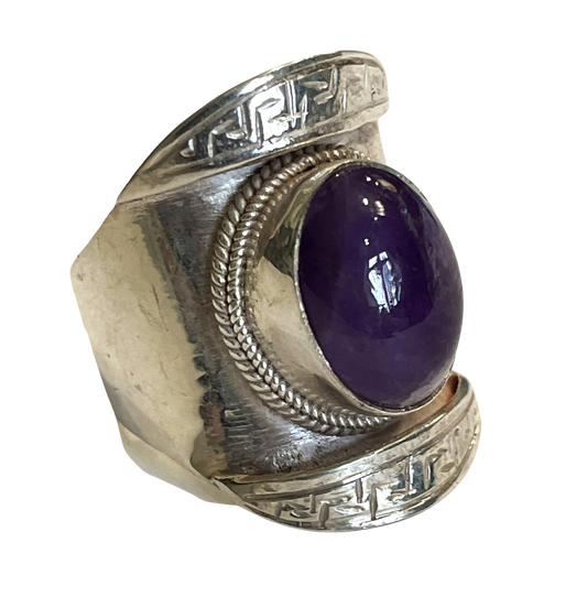 Tibetansk sadel ring med ametyst