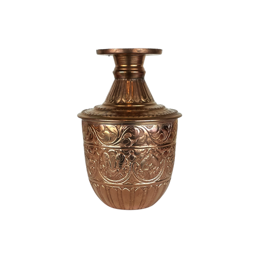 Kobber vase med Ashtamangala