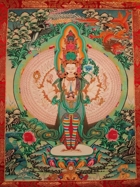 Avalokiteshvara - Chenrezi med 1000 arme Thanka